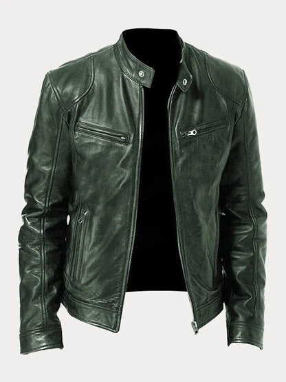 Henry | Veste en cuir matelassée pour homme, coupe slim, col montant — 8