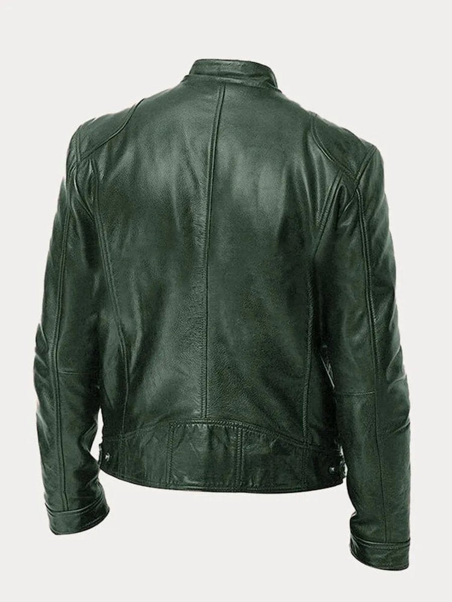 Henry | Veste en cuir matelassée pour homme, coupe slim, col montant — 9