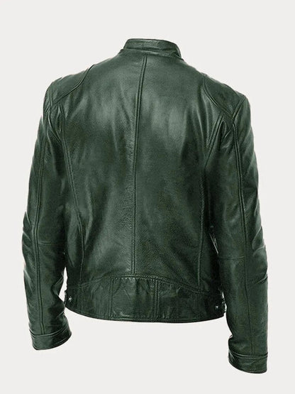 Henry | Veste en cuir matelassée pour homme, coupe slim, col montant — 9