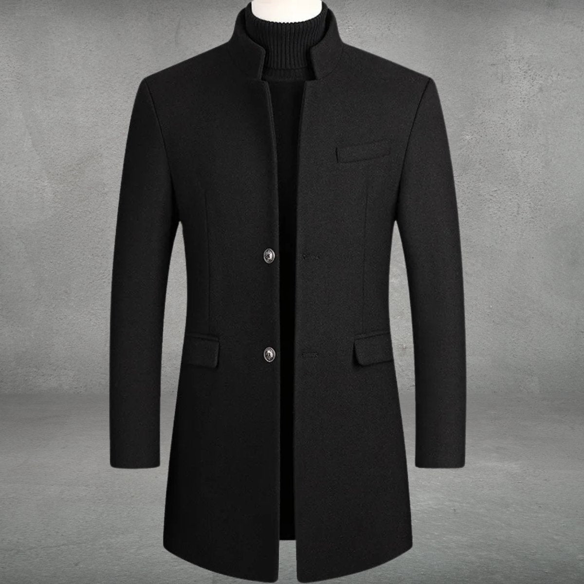 Daniel | Manteau long en mélange de laine pour homme, coupe slim, col montant — 2