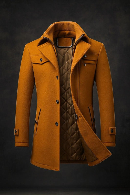 William | Manteau en Laine pour Homme à Col Double et Doublure Matelassée — 1