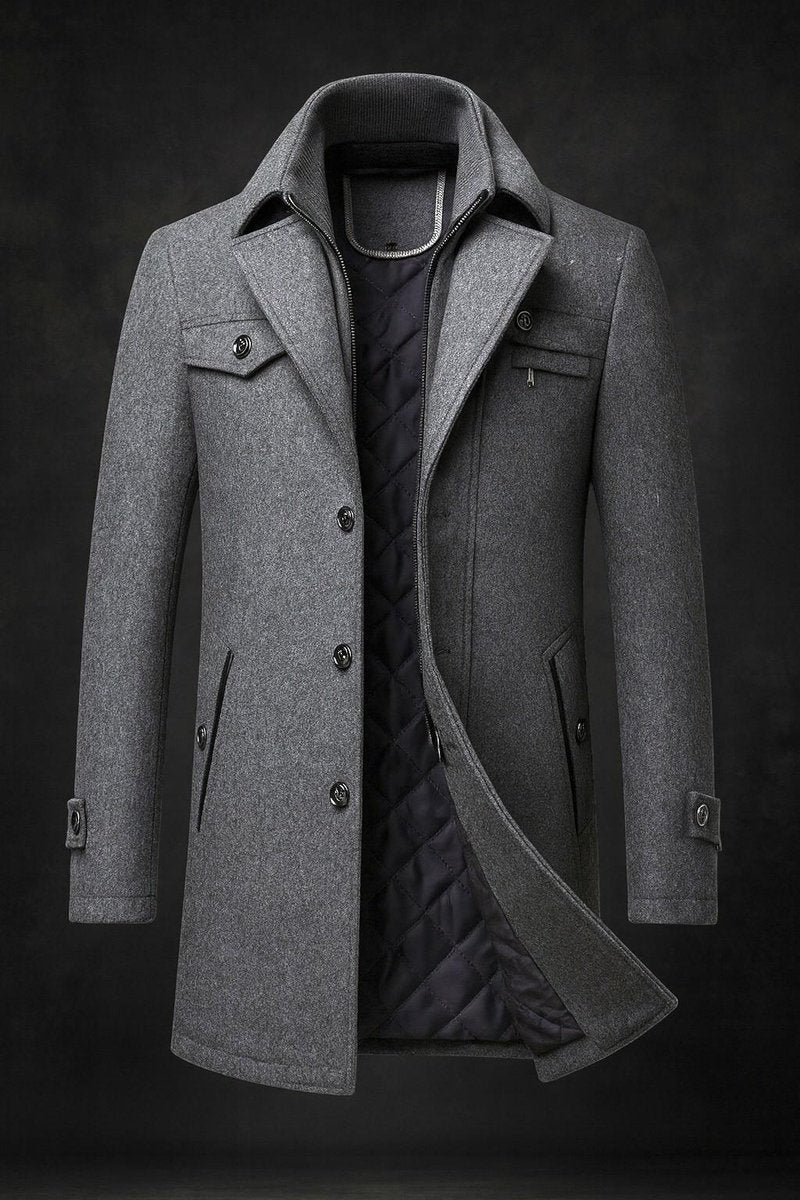 William | Manteau en Laine pour Homme à Col Double et Doublure Matelassée — 4