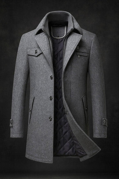 William | Manteau en Laine pour Homme à Col Double et Doublure Matelassée — 4