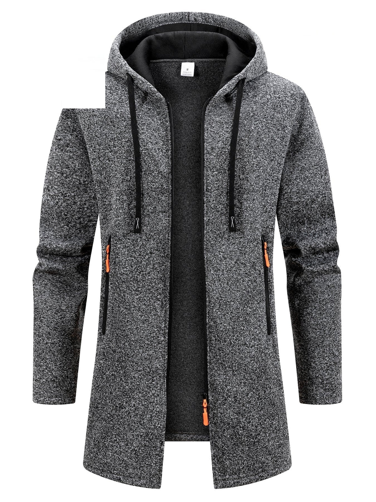 Trench long chaud doublé pour homme, automne/hiver, veste coupe ajustée, décontractée et à la mode, gris, tendance et polyvalente, haut doux et confortable, manches longues, col montant à fermeture éclair en tricot pour homme, couleur unie, pour les rasse — 1
