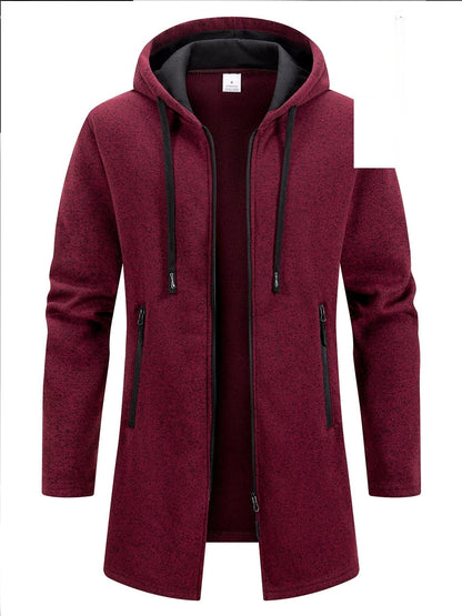 Trench long chaud doublé pour homme, automne/hiver, veste coupe ajustée, décontractée et à la mode, gris, tendance et polyvalente, haut doux et confortable, manches longues, col montant à fermeture éclair en tricot pour homme, couleur unie, pour les rasse — 10