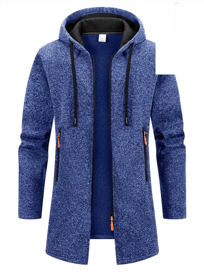 Trench long chaud doublé pour homme, automne/hiver, veste coupe ajustée, décontractée et à la mode, gris, tendance et polyvalente, haut doux et confortable, manches longues, col montant à fermeture éclair en tricot pour homme, couleur unie, pour les rasse — 9