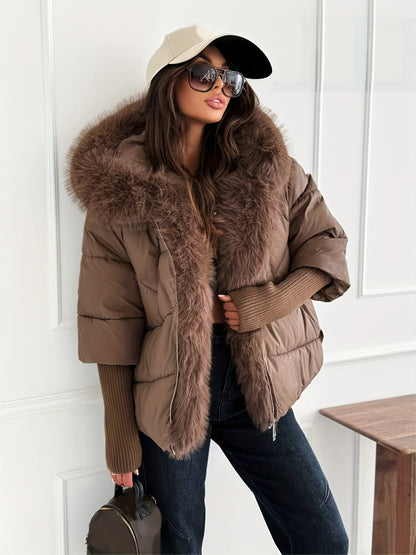 Louise | Manteau Doudoune Matelassé à Capuche Fausse Fourrure pour Femme