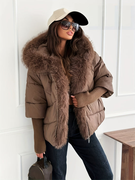 Louise | Manteau Doudoune Matelassé à Capuche Fausse Fourrure pour Femme