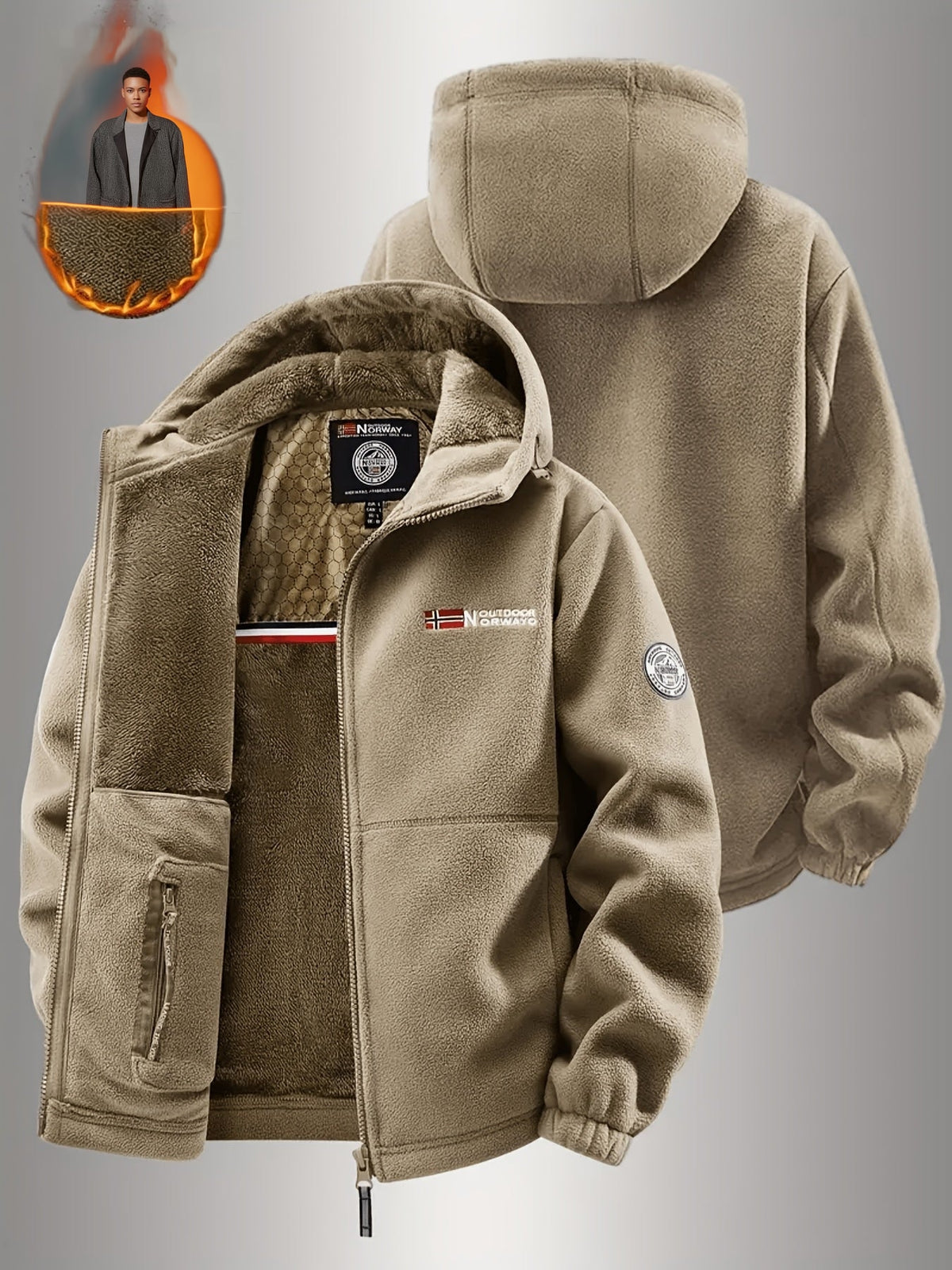 Hugo | Veste Polaire Doublée Chaude d'Hiver Zippée pour Homme