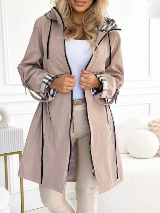 Orla | Pardessus à Capuche Mi-Long Zippé pour Femme