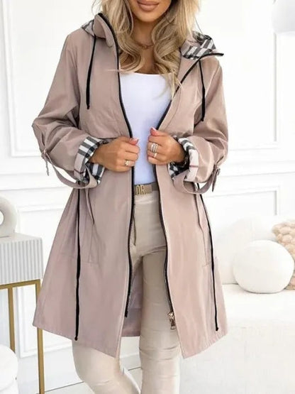 Orla | Pardessus à Capuche Mi-Long Zippé pour Femme