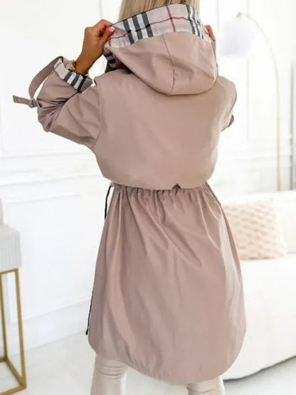 Orla | Pardessus à Capuche Mi-Long Zippé pour Femme