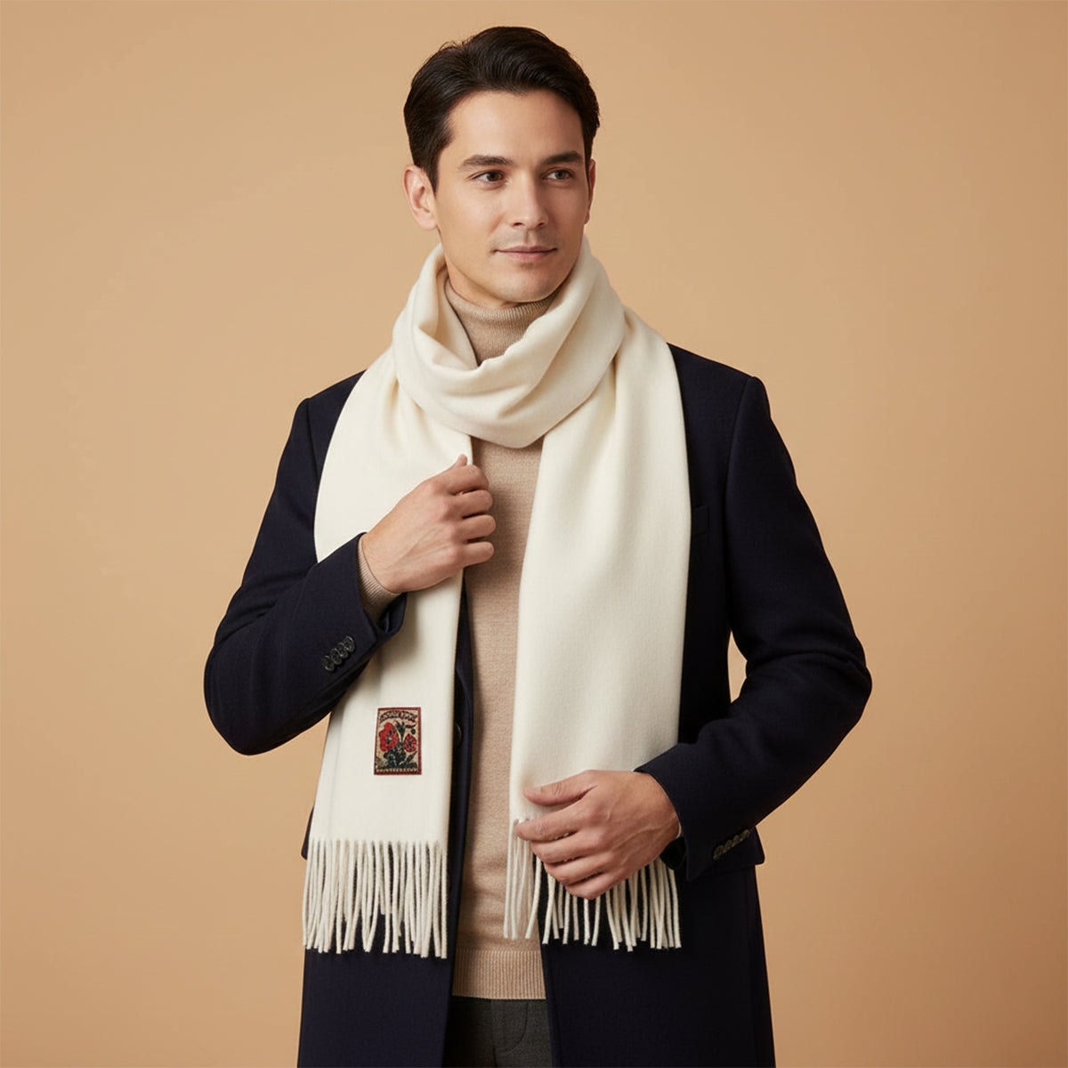 The Marais Cashmere Merino Scarf for Men - White — 1