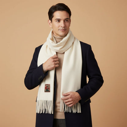 The Marais Cashmere Merino Scarf for Men - White — 1
