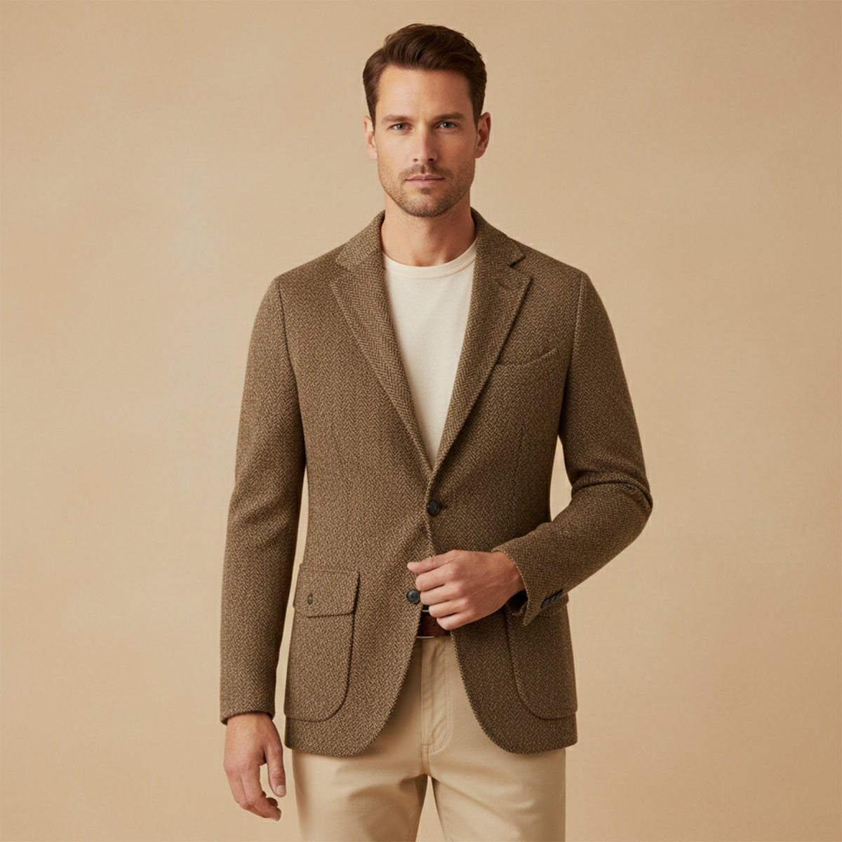 Le Blazer en Laine Herringbone à Boutonnage Simple pour Homme Soveria — 2