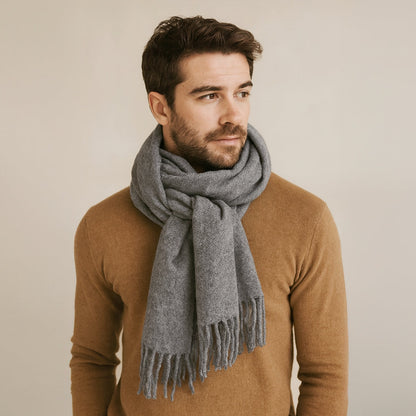 The Rive Gauche Cashmere Merino Scarf for Men - Grey — 2