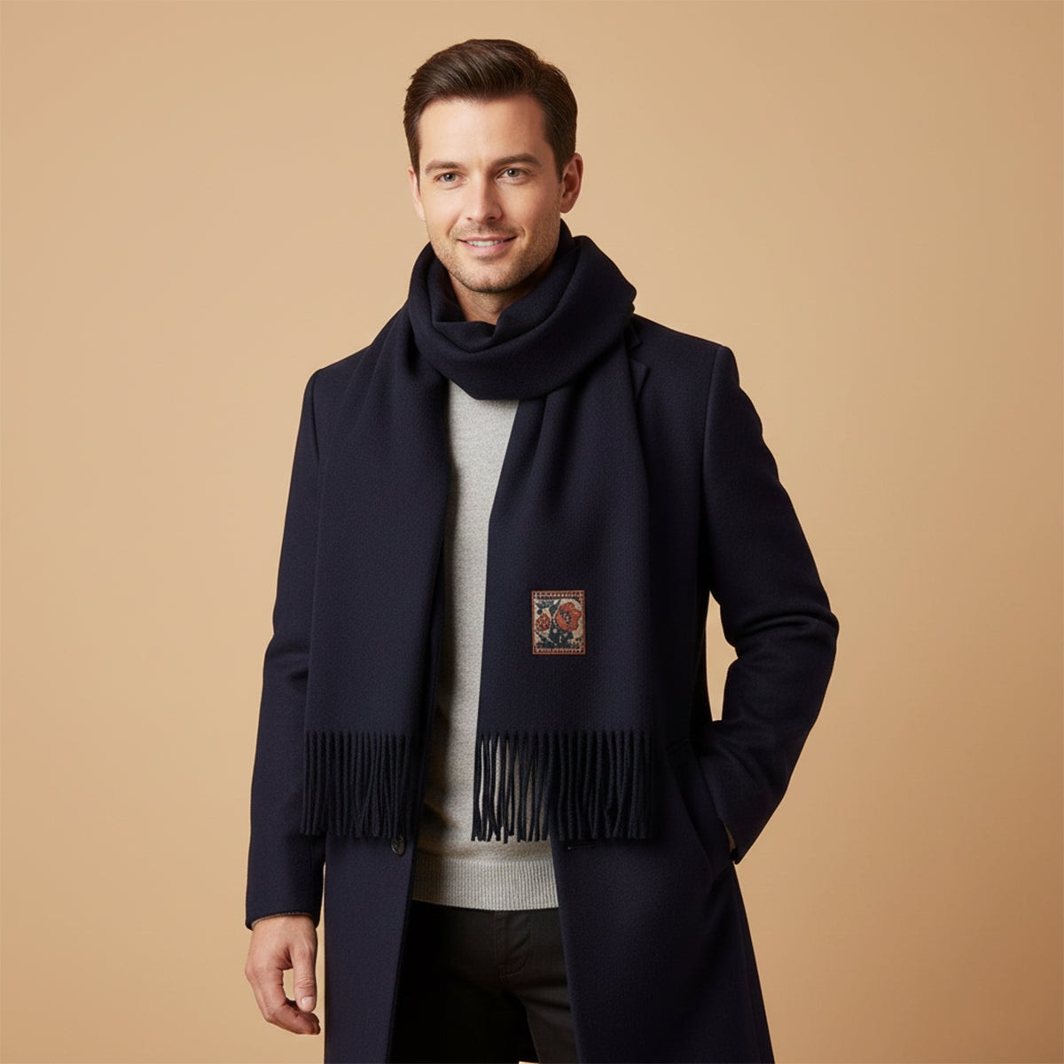 The Marais Cashmere Merino Scarf for Men - Black — 1