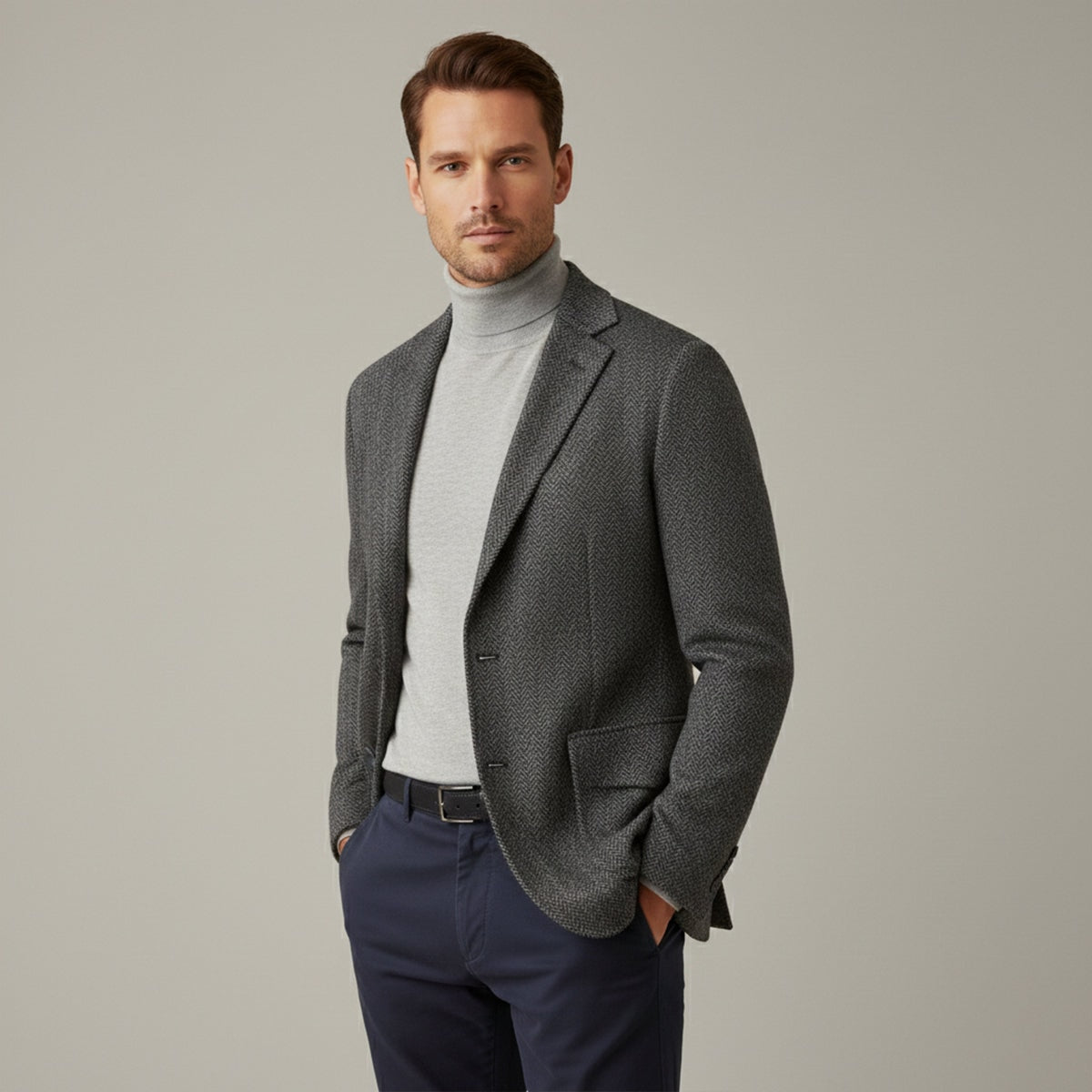 Le Blazer en Laine Herringbone à Boutonnage Simple pour Homme Soveria — 8
