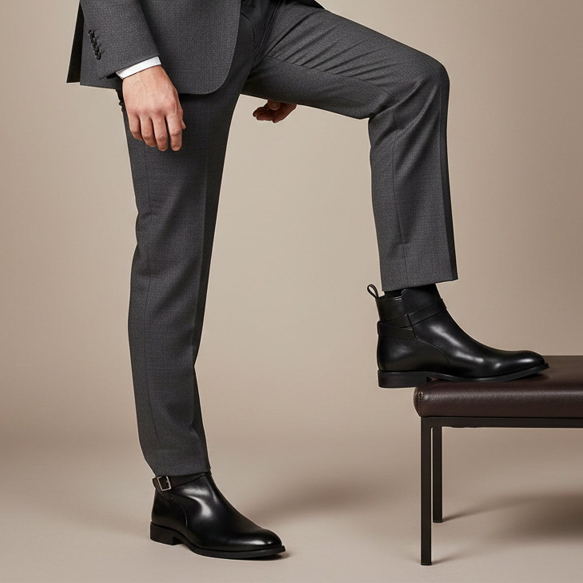 The Franciacorta Men’s Leather Ankle Boots with Side Zip & Non Slip Sole — 2