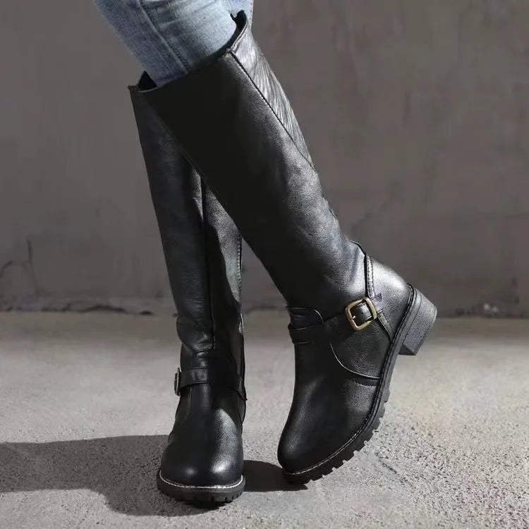 Bottes en cuir à boucle orthopédiques pour femmes — 1