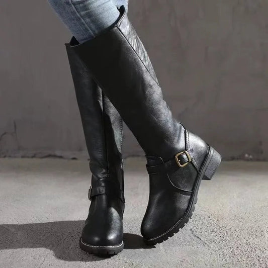 Bottes en cuir à boucle orthopédiques pour femmes — 1