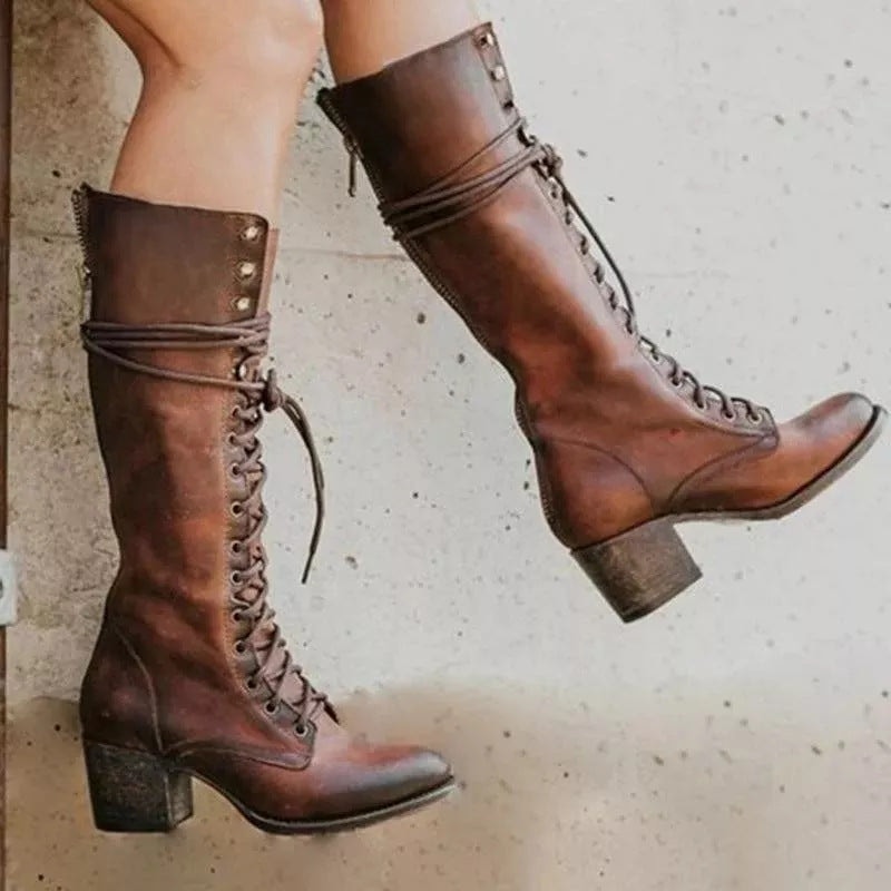 Bottes en Cuir Orthopédiques à Lacets pour Femmes — 3