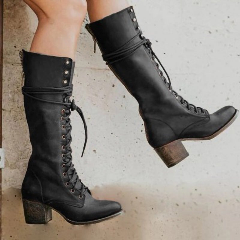 Bottes en Cuir Orthopédiques à Lacets pour Femmes — 4