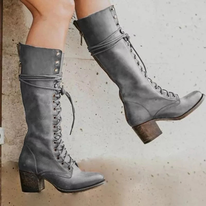 Bottes en Cuir Orthopédiques à Lacets pour Femmes — 2