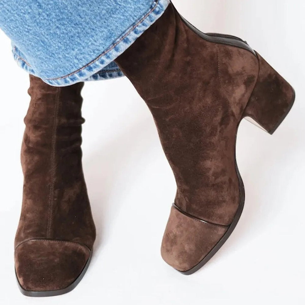 Amelia | Women's Block-Heel Suede Leopard-Toe Ankle Boots — 2