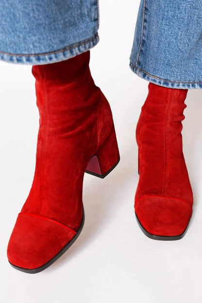 Amelia | Women's Block-Heel Suede Leopard-Toe Ankle Boots — 7