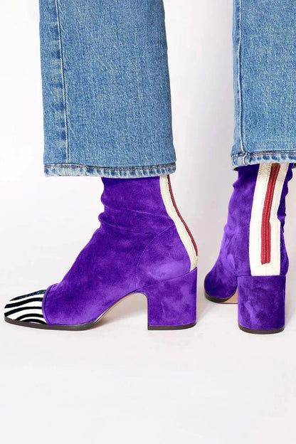 Amelia | Women's Block-Heel Suede Leopard-Toe Ankle Boots — 8