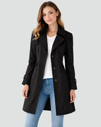 Camila | Women's Classic Double-Breasted Mid-Length Trench Coat — 1