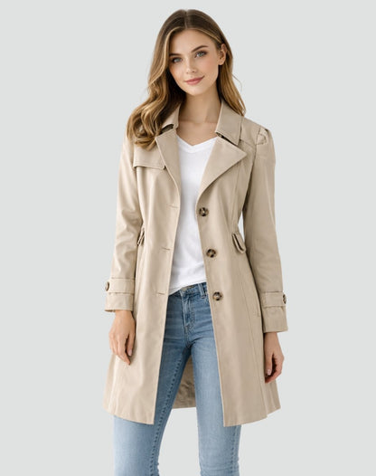 Camila | Women's Classic Double-Breasted Mid-Length Trench Coat — 2