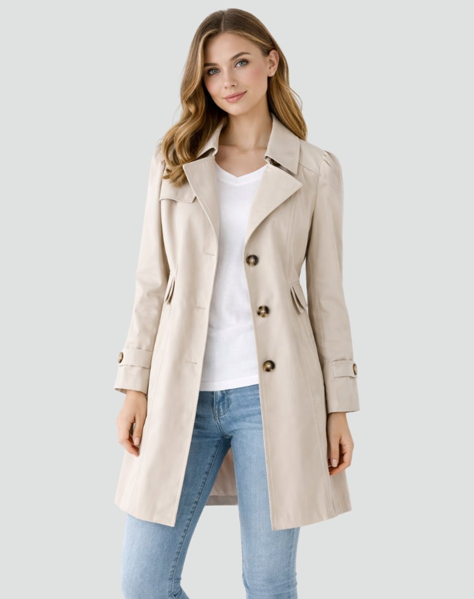 Camila | Women's Classic Double-Breasted Mid-Length Trench Coat — 3