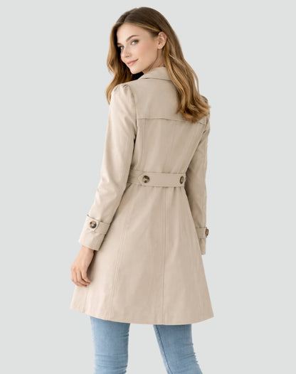 Camila | Women's Classic Double-Breasted Mid-Length Trench Coat — 5