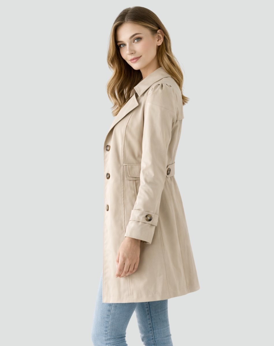 Camila | Women's Classic Double-Breasted Mid-Length Trench Coat — 6