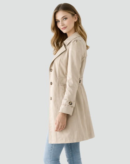Camila | Women's Classic Double-Breasted Mid-Length Trench Coat — 6