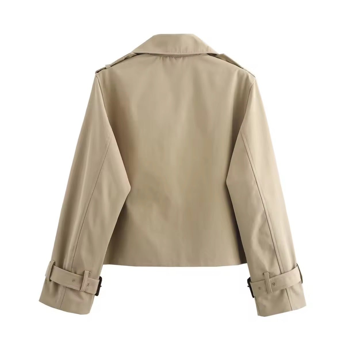 Grace | Women's Cropped Double-Breasted Trench Coat Buckle-Cuff Jacket — 1