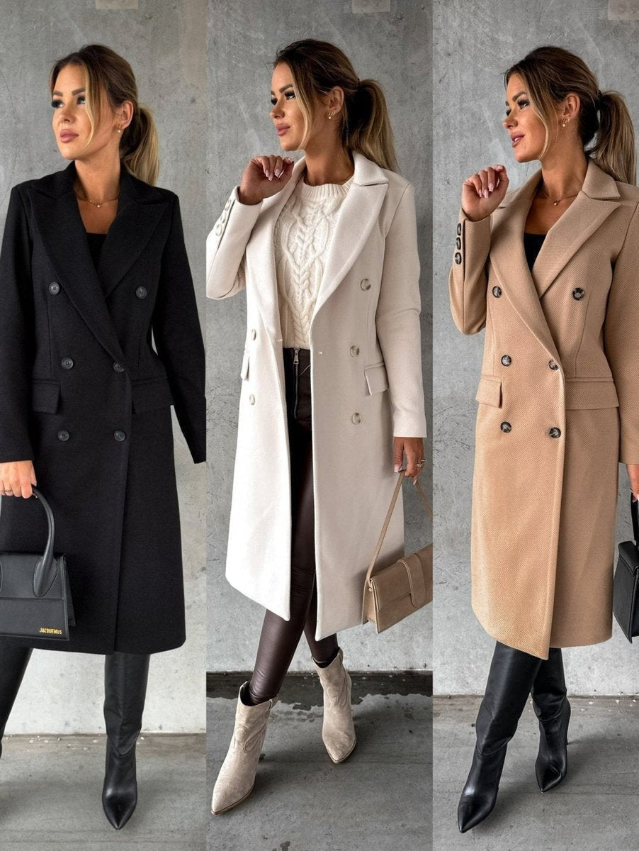 Scarlett | Manteau midi à manches longues et double boutonnage pour femmes — 10