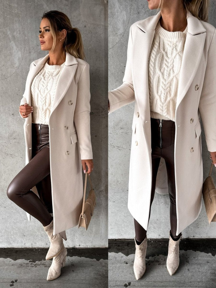 Scarlett | Manteau midi à manches longues et double boutonnage pour femmes — 11