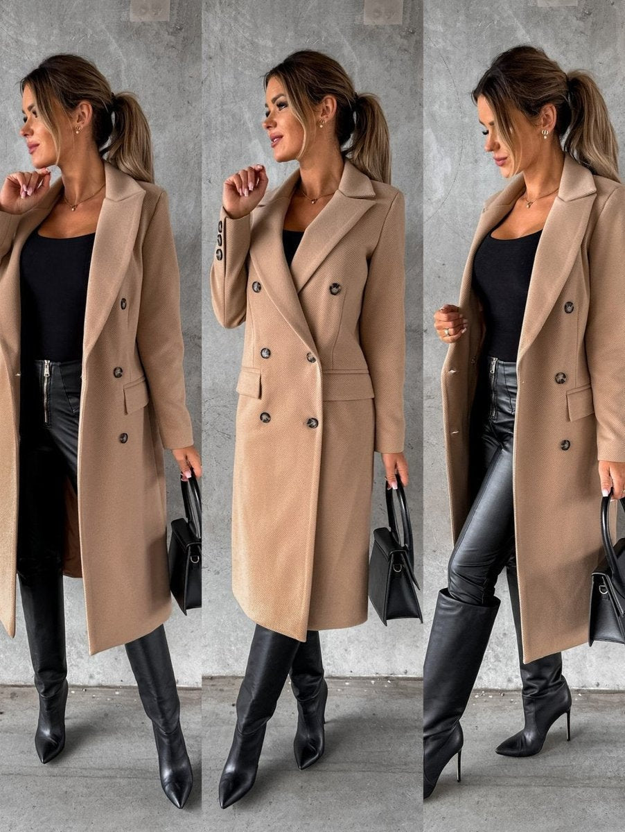 Scarlett | Manteau midi à manches longues et double boutonnage pour femmes — 13