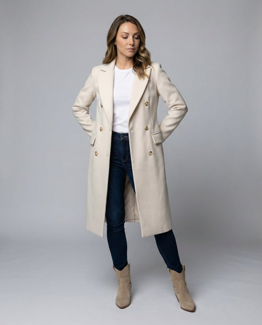 Scarlett | Manteau midi à manches longues et double boutonnage pour femmes — 1