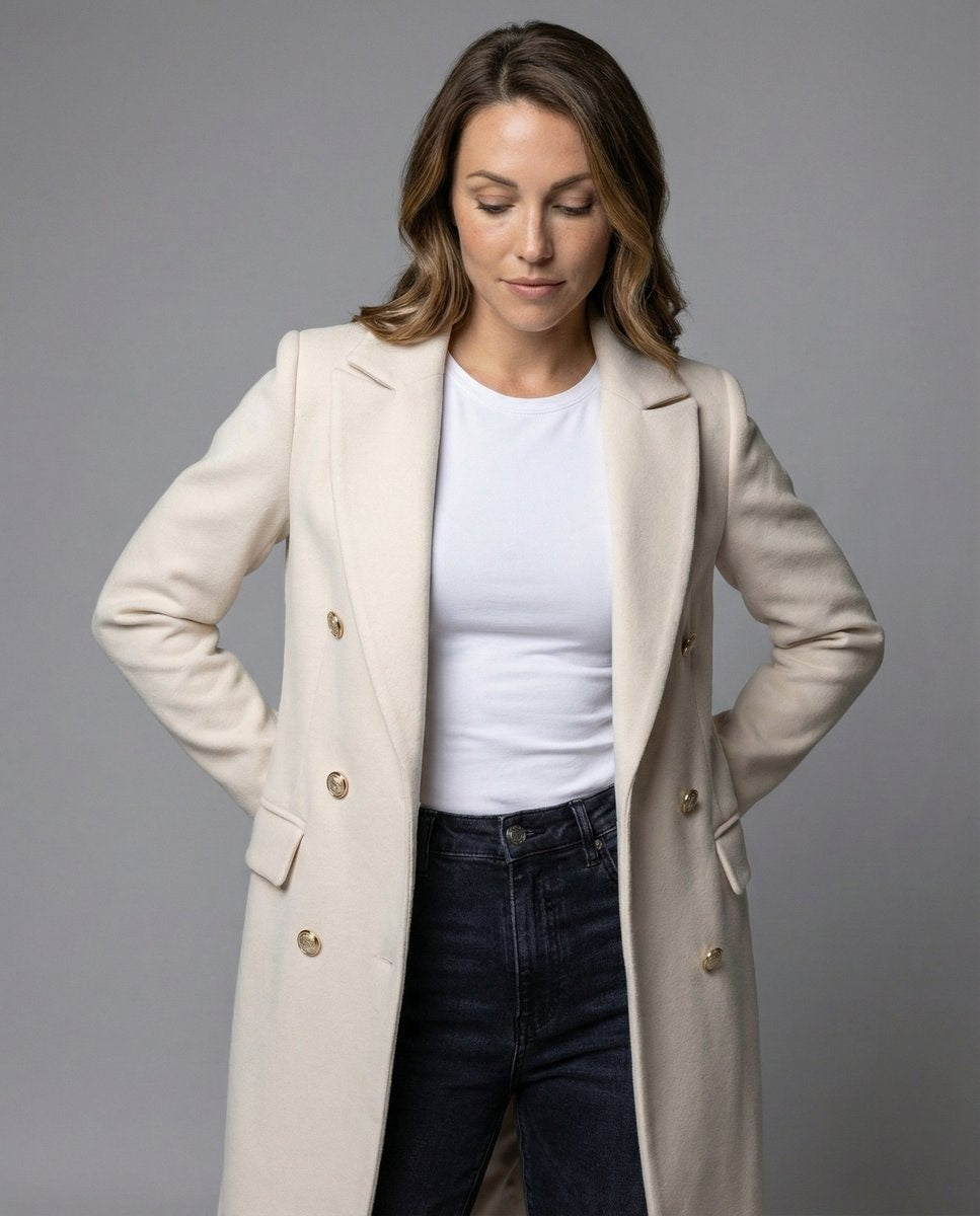 Scarlett | Manteau midi à manches longues et double boutonnage pour femmes — 3