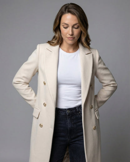 Scarlett | Manteau midi à manches longues et double boutonnage pour femmes — 3