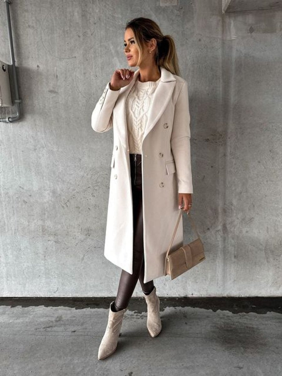 Scarlett | Manteau midi à manches longues et double boutonnage pour femmes — 6