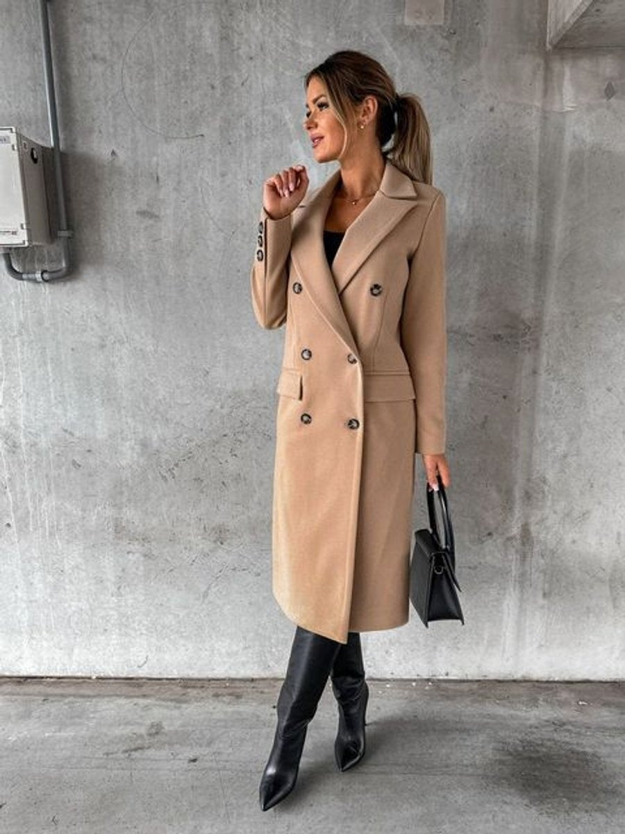 Scarlett | Manteau midi à manches longues et double boutonnage pour femmes — 8