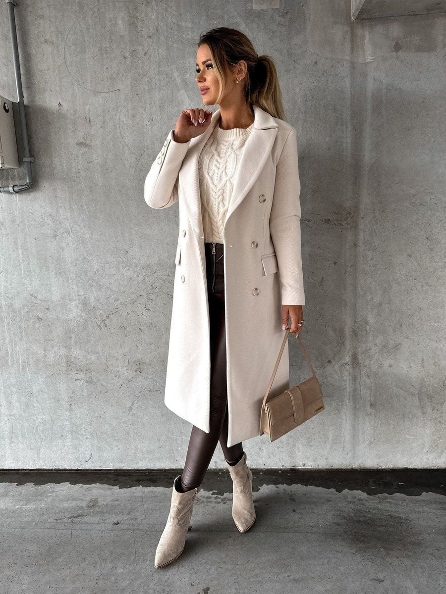 Scarlett | Manteau midi à manches longues et double boutonnage pour femmes — 9