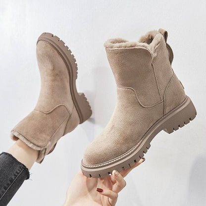 Aria | Bottines d'hiver à enfiler en suède doublées de polaire pour femmes — 1