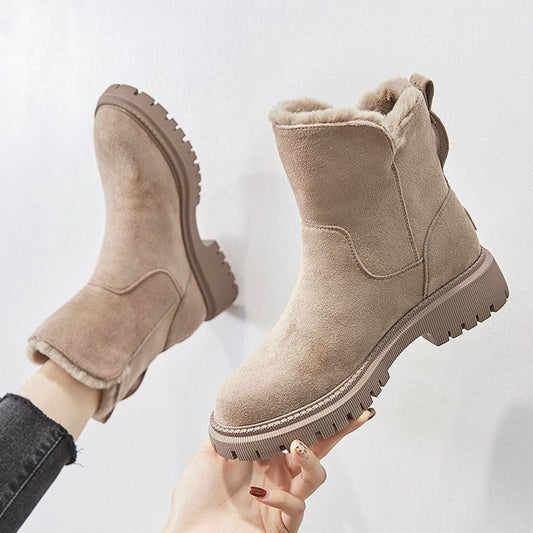 Aria | Bottines d'hiver à enfiler en suède doublées de polaire pour femmes — 1