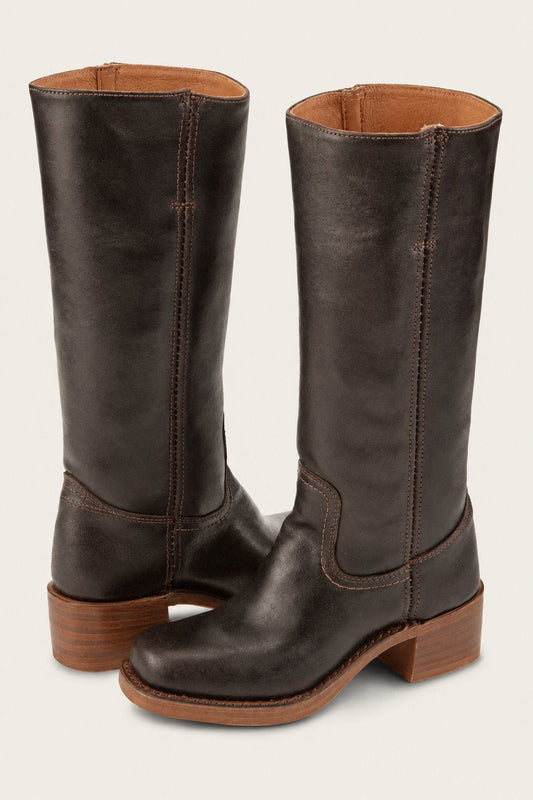 Harper | Bottes en cuir à talons blocs pour femmes, hauteur genou — 1